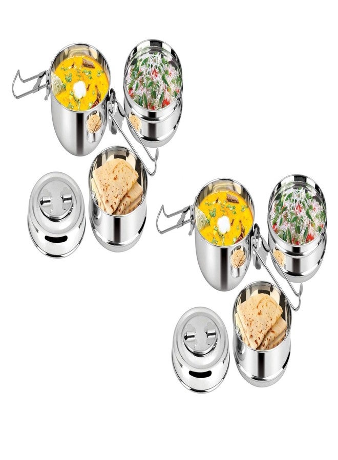 FIRST FRONT Stainless Steel Lunch Box 3 Pcs and, Multicolour & (Pack of 2) - Image 1