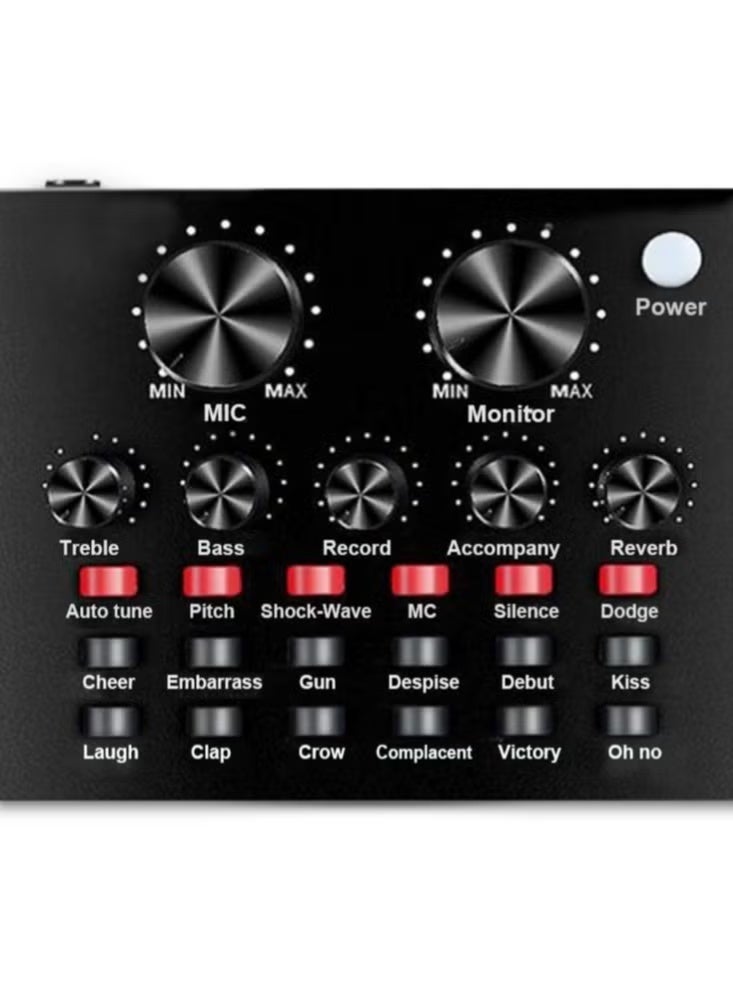 GENNEXT V8 Live Sound Card Portable Mobile Audio Mixer Karaoke Sound Mixer Recording Sound Card for Live Broadcast K Songs, Recording, Voice Chatting with Multiple Funny Sound Effect - Image 1