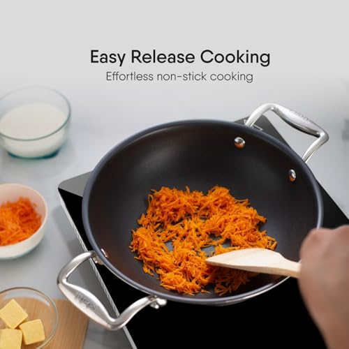 Stahl Artisan Schild 2.4L, 24 cm Kadhai Triply Stainless Steel + PEEK-Reinforced Non-Stick Kadhai | Induction & Gas Compatible | with Glass Lid | Manufacturer Warranty - Image 4