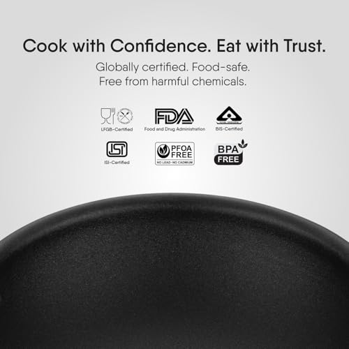 Stahl Artisan Schild 2.4L, 24 cm Kadhai Triply Stainless Steel + PEEK-Reinforced Non-Stick Kadhai | Induction & Gas Compatible | with Glass Lid | Manufacturer Warranty - Image 3