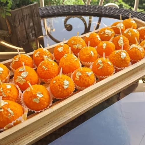 R Wellness® - Ladoo Shape Silicone Mold 3D for Candle Making Motichoor Laduu Mould Soap Resin Art and Craft with Yellow and Orange 5 Ml Each Color Candle Making Kit - Image 5
