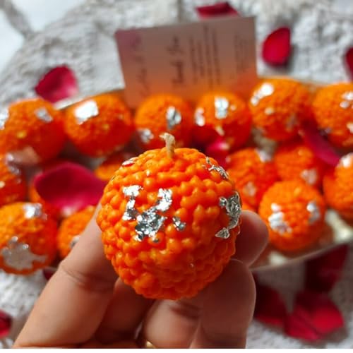 R Wellness® - Ladoo Shape Silicone Mold 3D for Candle Making Motichoor Laduu Mould Soap Resin Art and Craft with Yellow and Orange 5 Ml Each Color Candle Making Kit - Image 3
