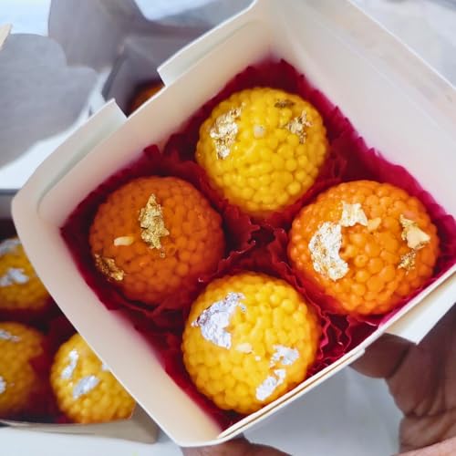R Wellness® - Ladoo Shape Silicone Mold 3D for Candle Making Motichoor Laduu Mould Soap Resin Art and Craft with Yellow and Orange 5 Ml Each Color Candle Making Kit - Image 4