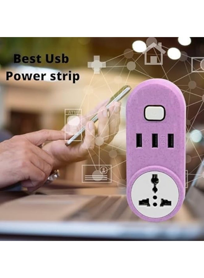 مشترك تمديد الطاقة مع 3 منافذ USB، محول قابس شامل 2500 وات 110-220 فولت، مشترك متعدد المقابس مع مفتاح، شاحن حائط للمنزل والمكتب والسفر - Image 2