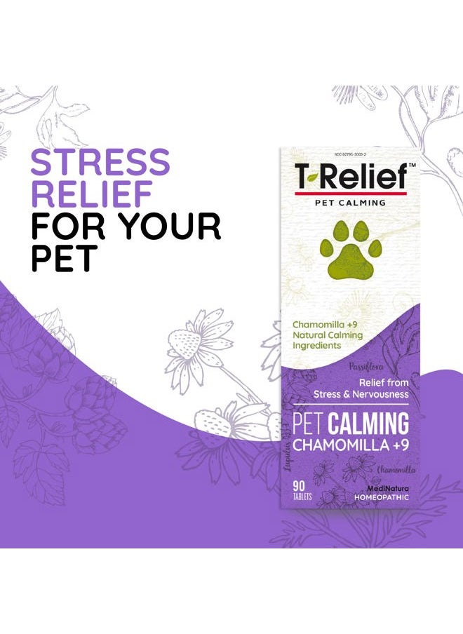 MediNatura T-Relief Pet Calming for Dog & Cat Natural Comfort Remedy for Nervousness & Stress with Chamomile + 9 Soothing Actives Relaxing Herbal Relief - 90 Tablets  - Image 3
