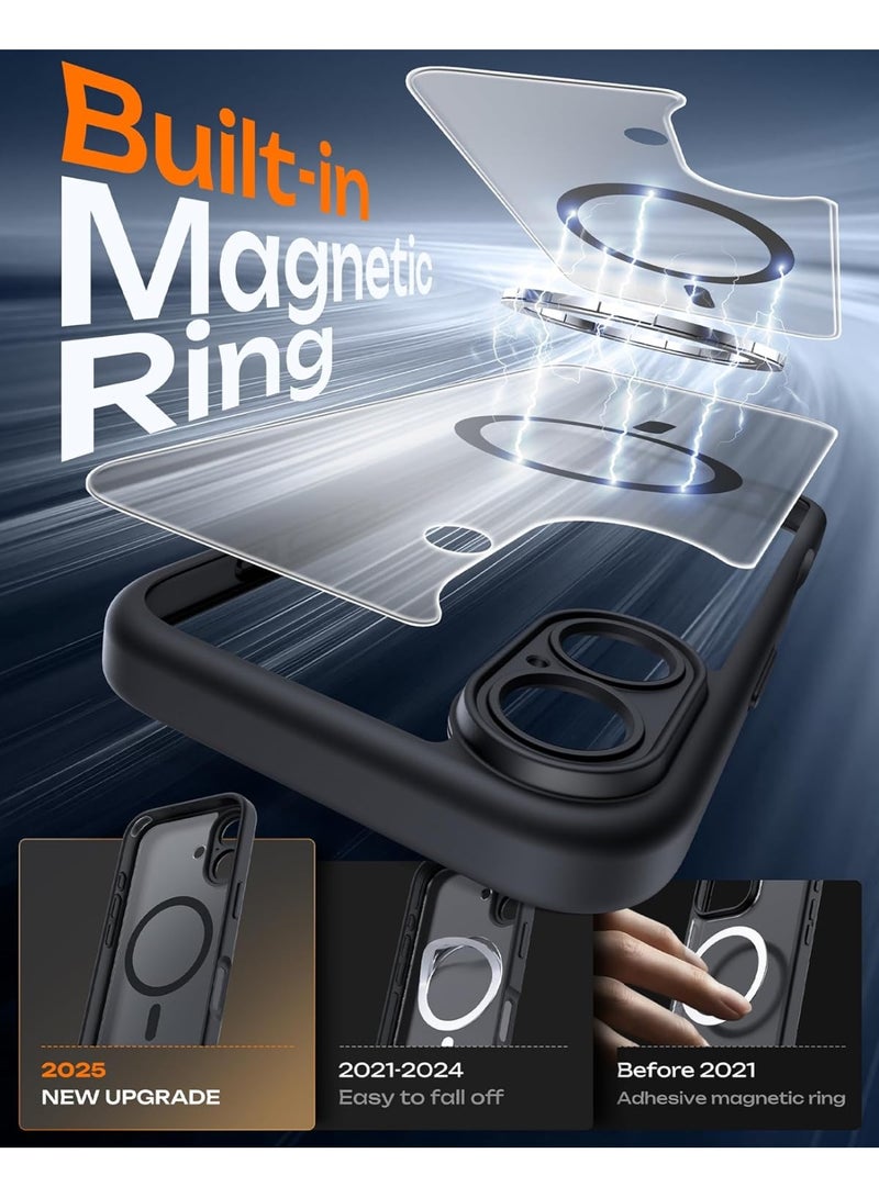 جراب لهاتف آيفون 17، متوافق مع ماج سيف، حماية كاملة للكاميرا، حلقة مغناطيسية مدمجة، حماية من السقوط، جراب هاتف شفاف غير لامع لهاتف آيفون 17 مقاس 6.3 بوصة (أسود) - Image 3