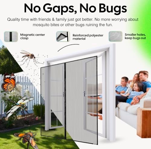 iGotTech UnBugs Magnetic Screen Door - Fits French Door & Double Doors up to 50 x 82 Inches MAX - Pet & Kid Friendly, Self-Closing - Hands Free Magnet Closure Keeps Bugs Out & Breeze in - Image 5
