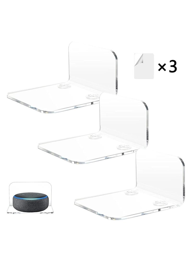 3-Piece Acrylic Floating Wall Shelf Hanging Partitions 3 Pairs Of Strong Clear Double-Sided Tapes No Drilling Required  - Image 1