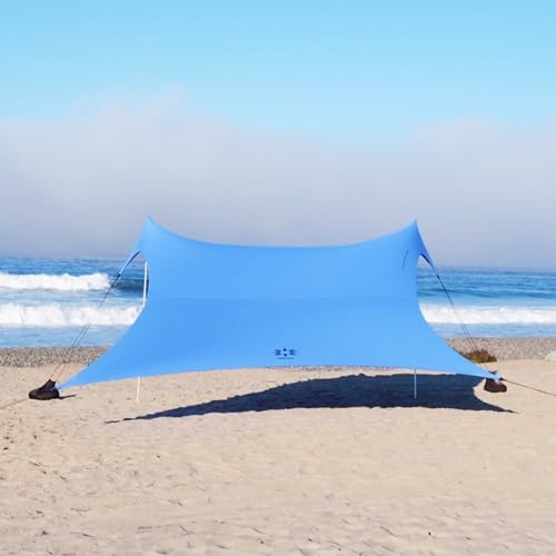 Neso Gigante Portable Beach Tent Sun Shelter - Lightweight Beach Shade Canopy - Easy Setup for Family Outings - Patented Reinforced Corners - UPF 50+ - 8ft Tall, 11 x 11ft - Periwinkle Blue - Image 4
