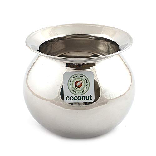 Coconut Stainless Steel Rice Pot | Gundu Pongal Pot | Rice Strainer & Multipurpose Cooker for Gas & Induction | Heavy Gauge Steel | Food Grade Stainless Steel | 13.5 cm | 1 Litre - Image 1