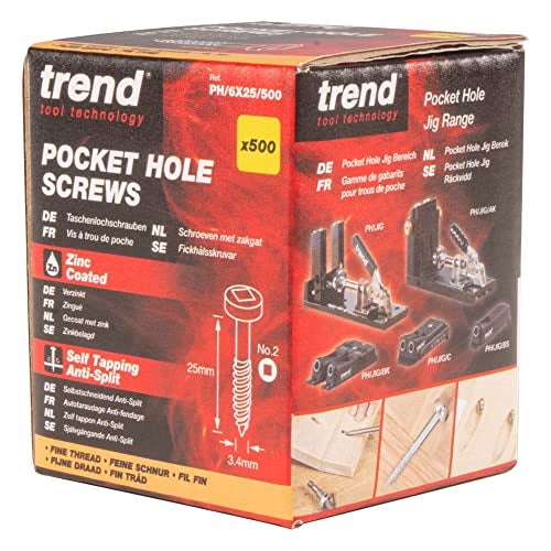 Trend Pocket Hole Screws for Hardwoods, 1 Inch Long, Pack of 500, Fine Self-Cutting Threaded Square Drive Screws, PH/6X25/500 - Image 3