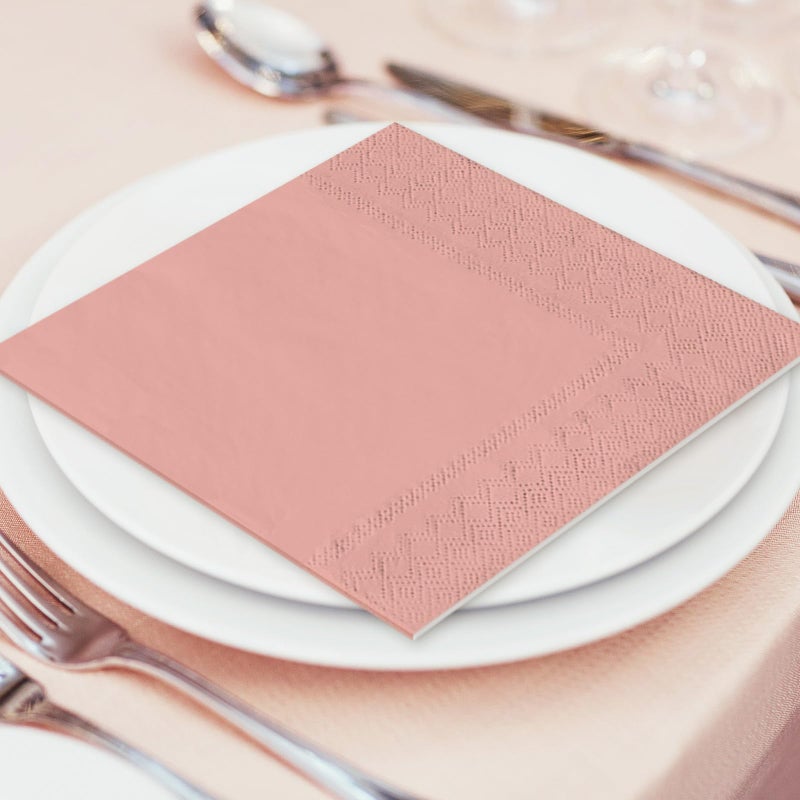 Whaline مناديل كوكتيل وردية داكنة من واهلين 120 قطعة 6 ألوان متدرجة من المناديل الورقية الوردية والعارية والبيضاء الحليبية للاستخدام مرة واحدة لمناسبات عيد الحب وحفلات الزفاف وحفلات استقبال المواليد - Image 4