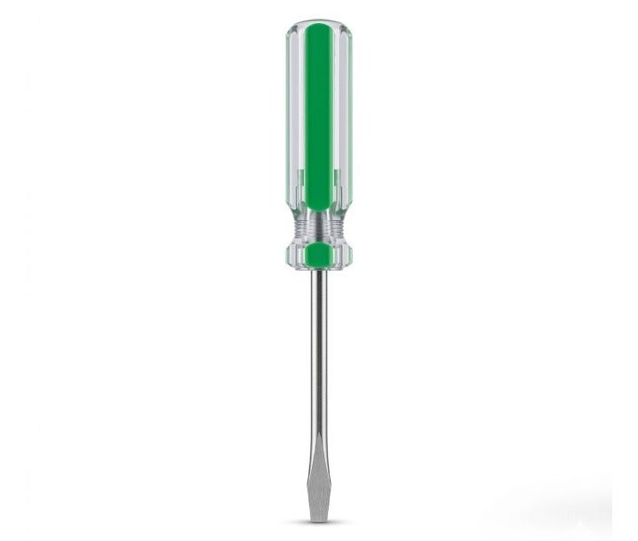 WULF 4-Inch Slotted Screwdriver with Ergonomic Crystal Green Handle, Premium Hardened Steel Flat Head Blade for Precision Fastening, Electrical Repair, DIY & Professional Home Maintenance Hand Tool - Image 1