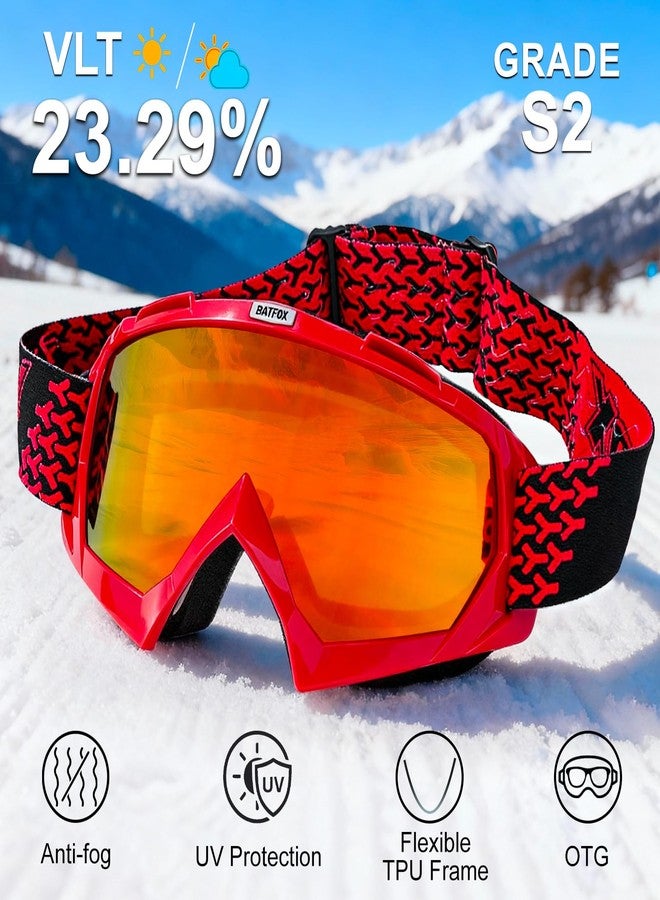 بات فوكس نظارات باتفوكس للتزلج على الجليد، مناسبة للرجال والنساء، توفر حماية كاملة من الأشعة فوق البنفسجية، مضادة للضباب، وحزام مانع للانزلاق. - Image 3