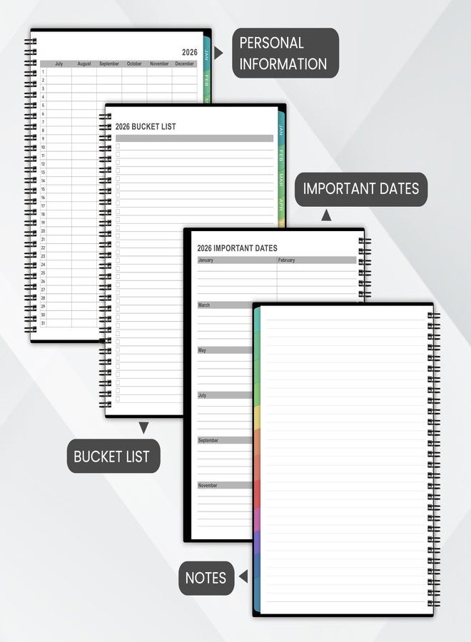 Shoparr 2026 Monthly Planner - JAN. 2026 - DEC. 2026, 2026 Planner with Colorful Tabs, 8" x 10", Monthly Planner/Calendar 2026 with Contacts, Back Pocket, Thick Paper, Twin-Wire Binding - Waterproof Cover - Image 5