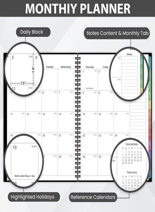 Shoparr 2026 Monthly Planner - JAN. 2026 - DEC. 2026, 2026 Planner with Colorful Tabs, 8" x 10", Monthly Planner/Calendar 2026 with Contacts, Back Pocket, Thick Paper, Twin-Wire Binding - Waterproof Cover - Image 4