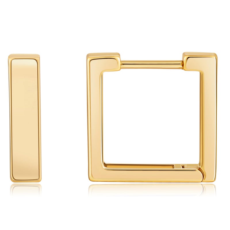 Gacimy Huggie Hoop Earrings for Women 14k Gold Plated, Small Hoop Earrings for Women, 1/2 Inch Square - Image 1
