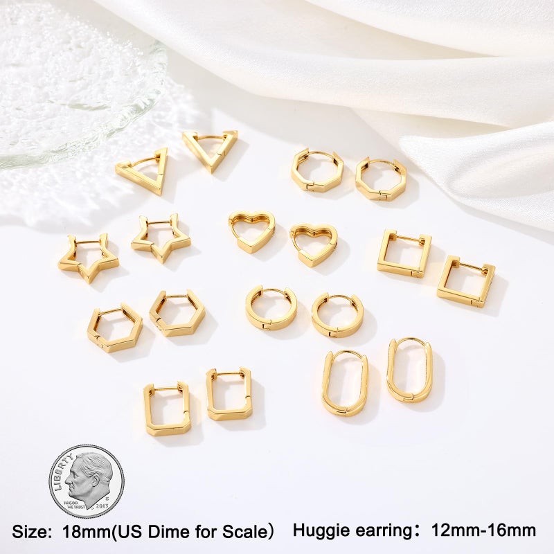 Gacimy Huggie Hoop Earrings for Women 14k Gold Plated, Small Hoop Earrings for Women, 1/2 Inch Square - Image 5