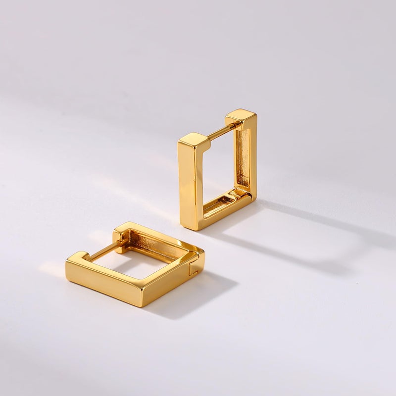 Gacimy Huggie Hoop Earrings for Women 14k Gold Plated, Small Hoop Earrings for Women, 1/2 Inch Square - Image 4