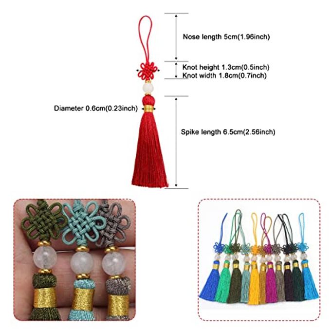 FZBNSRKO 20 Pcs Small Craft Tassels,Mini Tassel with Beads,4.5" Inch Assorted Colors Tassels for Jewelry Making Crafts DIY Earring Bookmark Supplies - Image 2