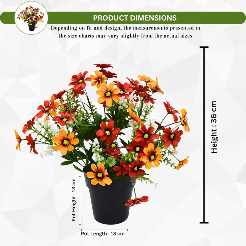 fancymart fancymart Artificial Daisy Flower Pot 36cm Height for Office Home Decoration Premium Faux Florals Orange  - Image 4