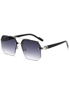 POLITE Semi-Rimless Fashion Sunglasses for Men Silver, High Quality Alloy Sunglass for Driving, Hiking and Outdoor Activities  - Image 1