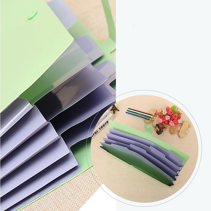Plastic File Folders A4 Size Snap Closure Accordion Folder Document File Folder (Purple) - Image 2