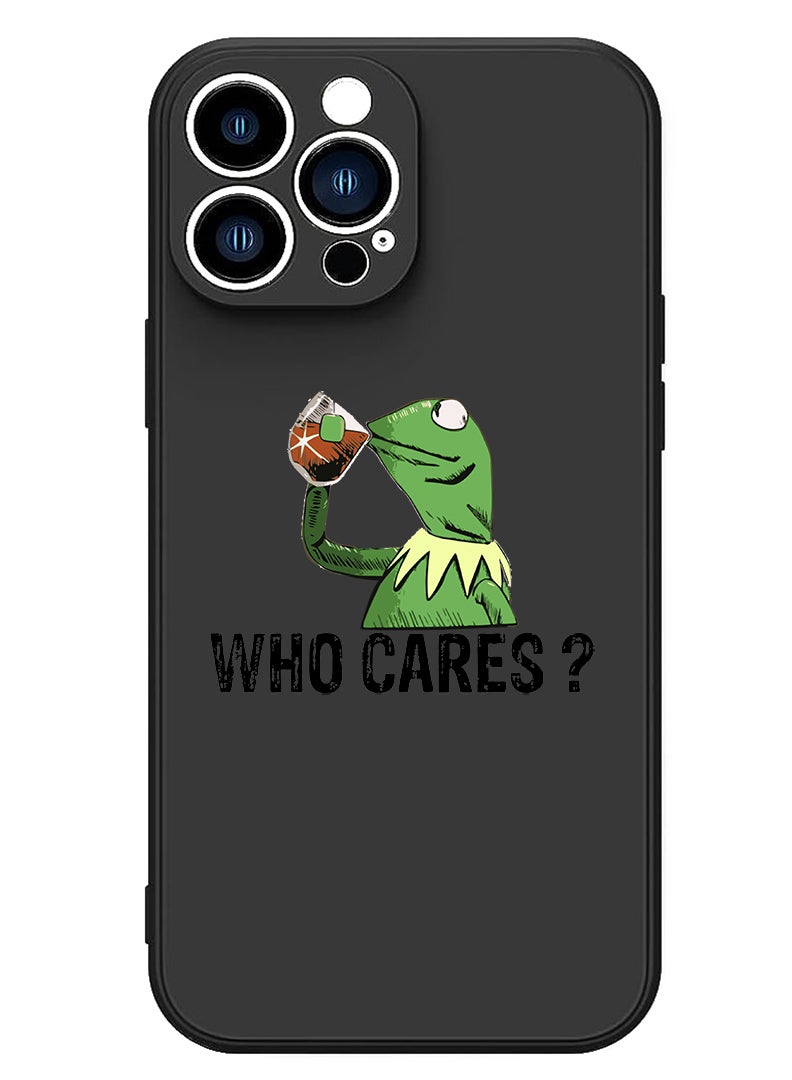 Theodor Protective Slim Fit Case Liquid Silicone Cover with Full Body Protection Anti-Scratch Shockproof Case For iPhone 14 Pro Max Black  - Who cares copy - Image 1