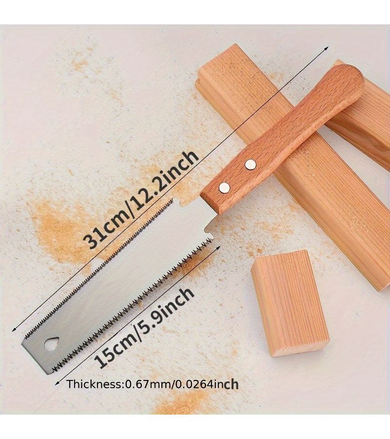 Japanese Hand Saw 1pc Flexible Metal Blade Precision Woodworking Tool Ergonomic Wooden Handle Manual - Image 4