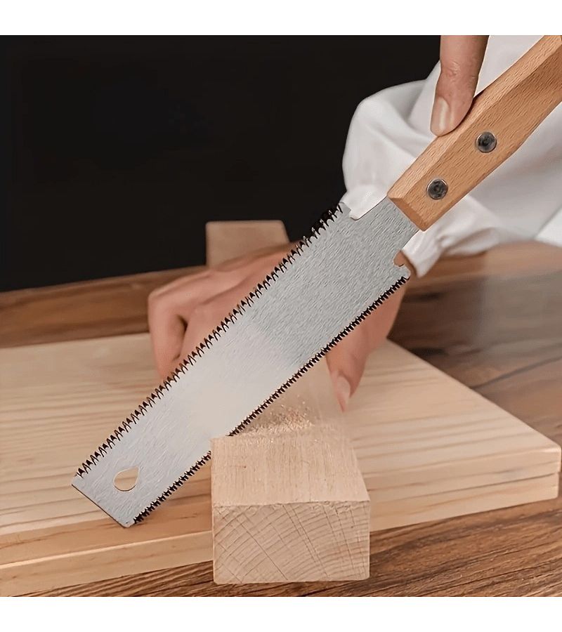 Japanese Hand Saw 1pc Flexible Metal Blade Precision Woodworking Tool Ergonomic Wooden Handle Manual - Image 3