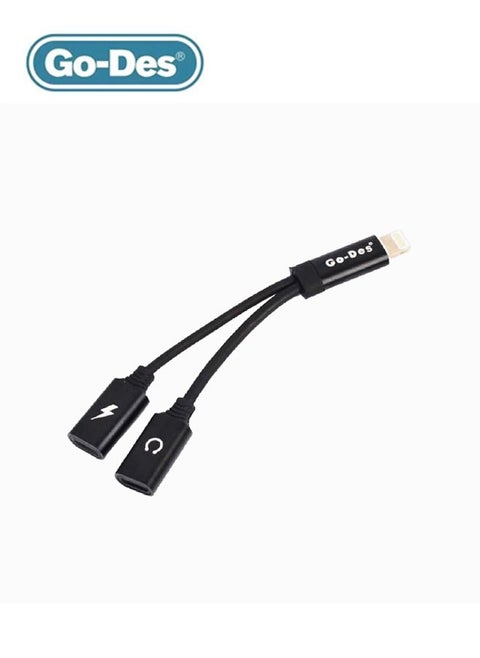 Go-Des Lightning to Charge and Music Adapter Cable GD-UC011 - Black