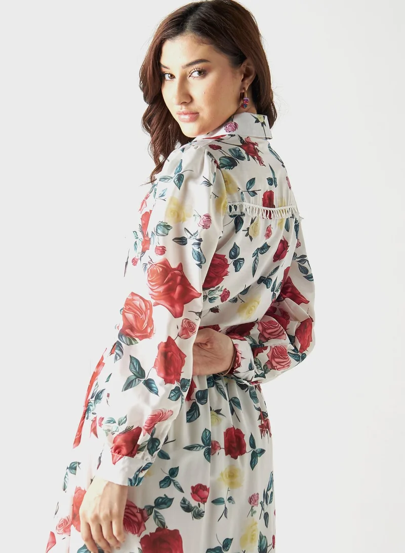 2Xtremz Embroidered Floral Print Shirt