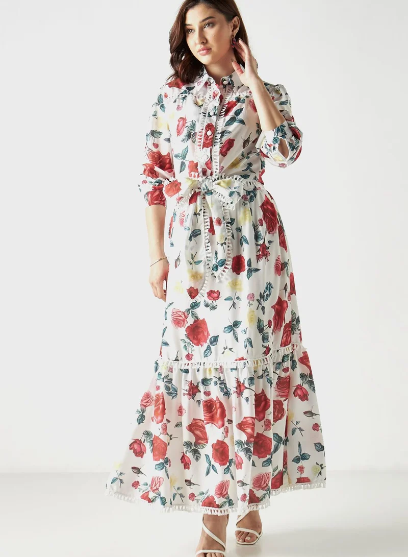 2Xtremz Embroidered Floral Print Shirt
