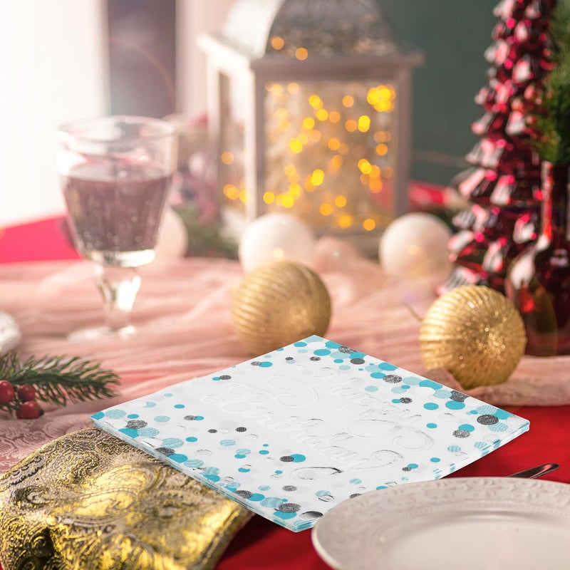 Teal Blue Disposable Paper Napkins 40 Pieces For Birthday Party Dinner Tableware - Image 5