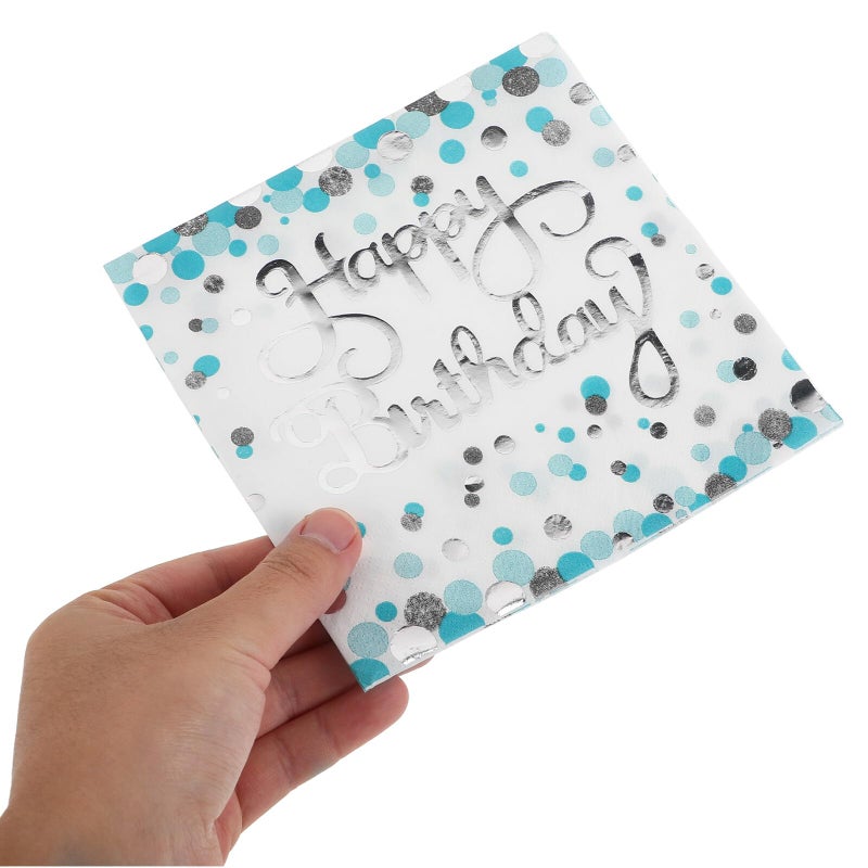 Teal Blue Disposable Paper Napkins 40 Pieces For Birthday Party Dinner Tableware - Image 4