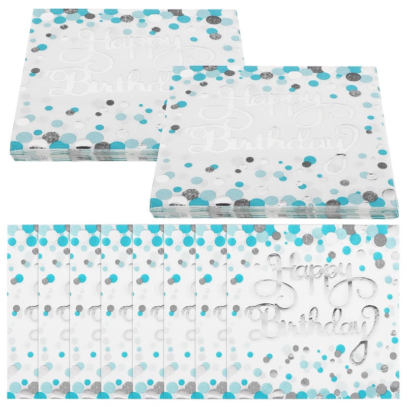 Teal Blue Disposable Paper Napkins 40 Pieces For Birthday Party Dinner Tableware - Image 2