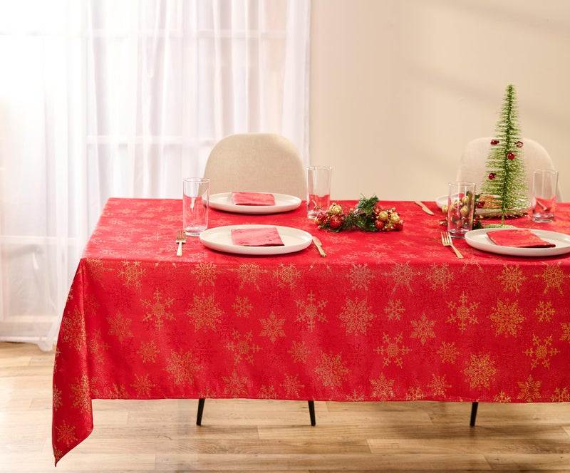 Kadut Christmas Napkins  Red & Gold Snowflake Cloth Napkins  Metallic Fabric (17x17 Inch) Set of 4 | Heavy Duty Fabric | Stain Proof Napkins for Harvest  Holiday  Fall  Parties  Christmas - Image 2