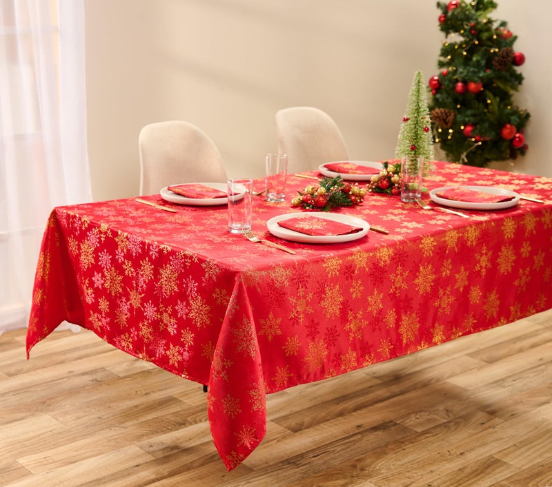 Kadut Christmas Napkins  Red & Gold Snowflake Cloth Napkins  Metallic Fabric (17x17 Inch) Set of 4 | Heavy Duty Fabric | Stain Proof Napkins for Harvest  Holiday  Fall  Parties  Christmas - Image 3
