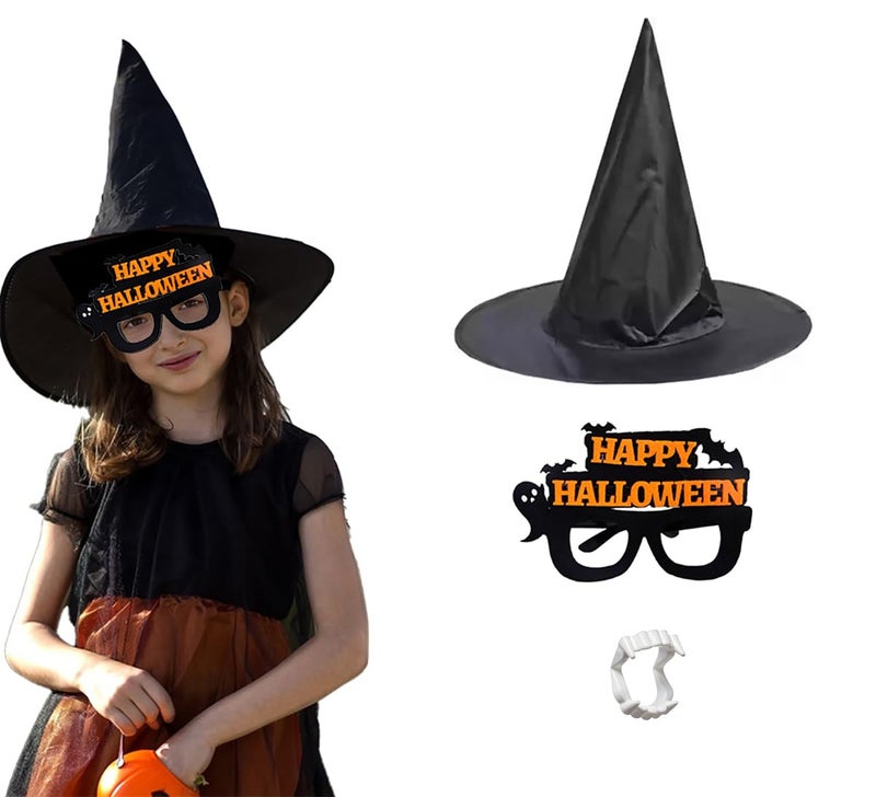 YUPPIN Halloween witch hat and novelty glass with vampire teeth - Image 1