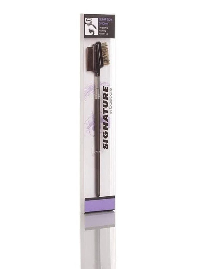 Basicare Signature Lash & Brow Groomer Brush-Premium Natural Bristles-Precision Metal Lash Comb-Professional Eye Brush. Eyelash Brush, Eyebrow Brush, Mascara Applicator Makeup Tool For Women & Girls. - Image 4