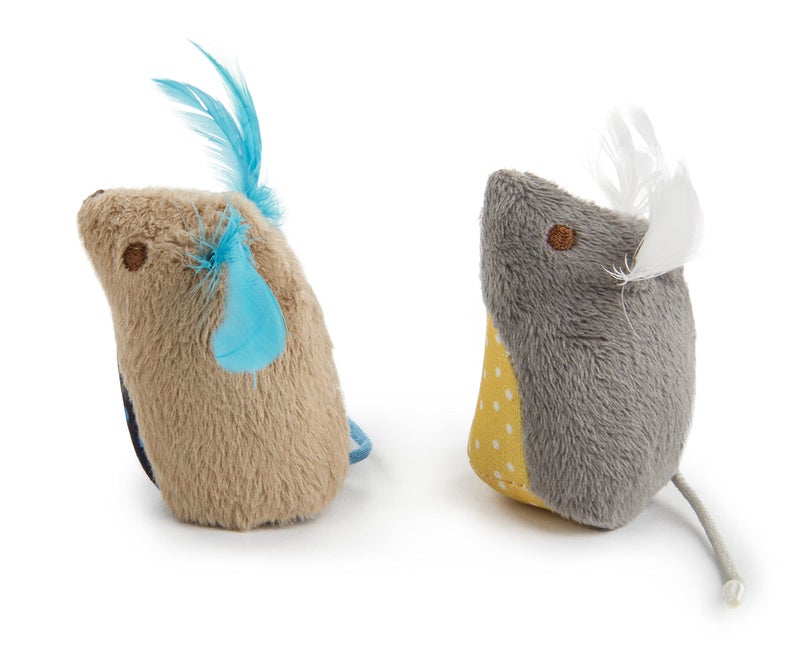 SmartyKat (2 Count) Mouse Mates Plush Catnip Cat Toys - Brown/Gray, 2 Count - Image 2