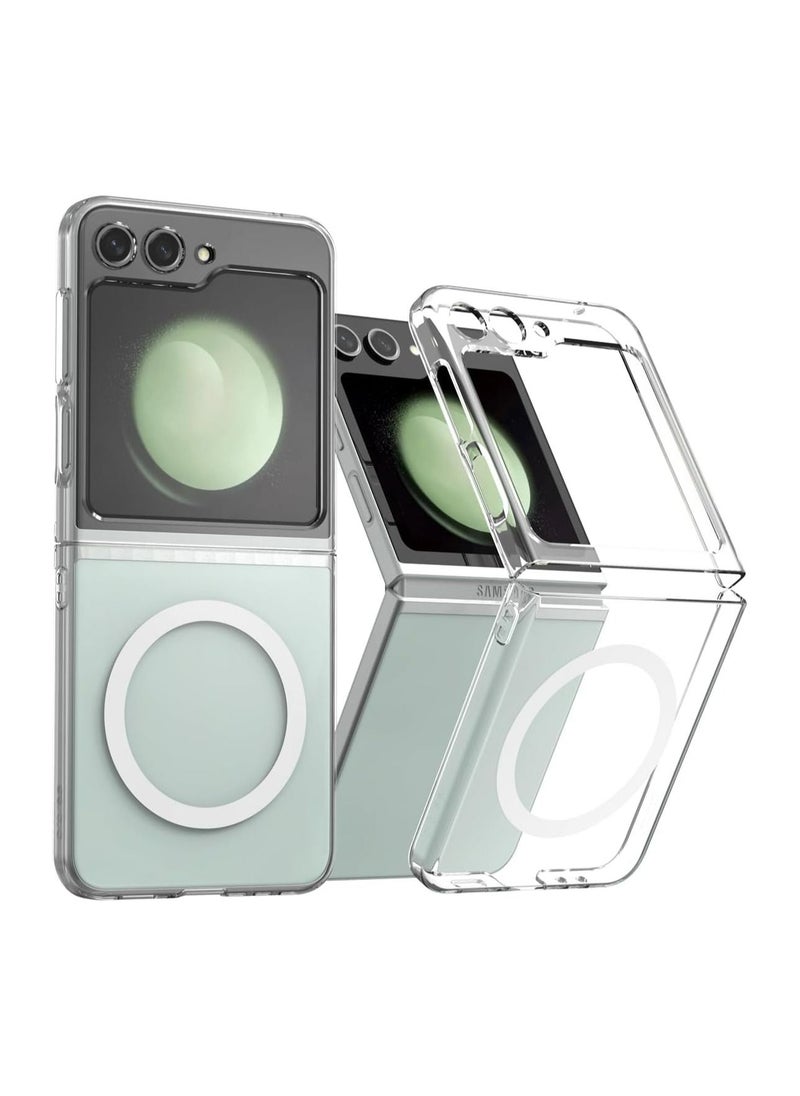 araree - Araree Nukin M Samsung Galaxy Z Flip 5 Magsafe Case, Compatible with Magsafe Wireless Charger Transparent Slim Cover Scratchproof Hard PC Phone Case Designed for Samsung Galaxy Z Flip 5 5G - Clear - Image 1