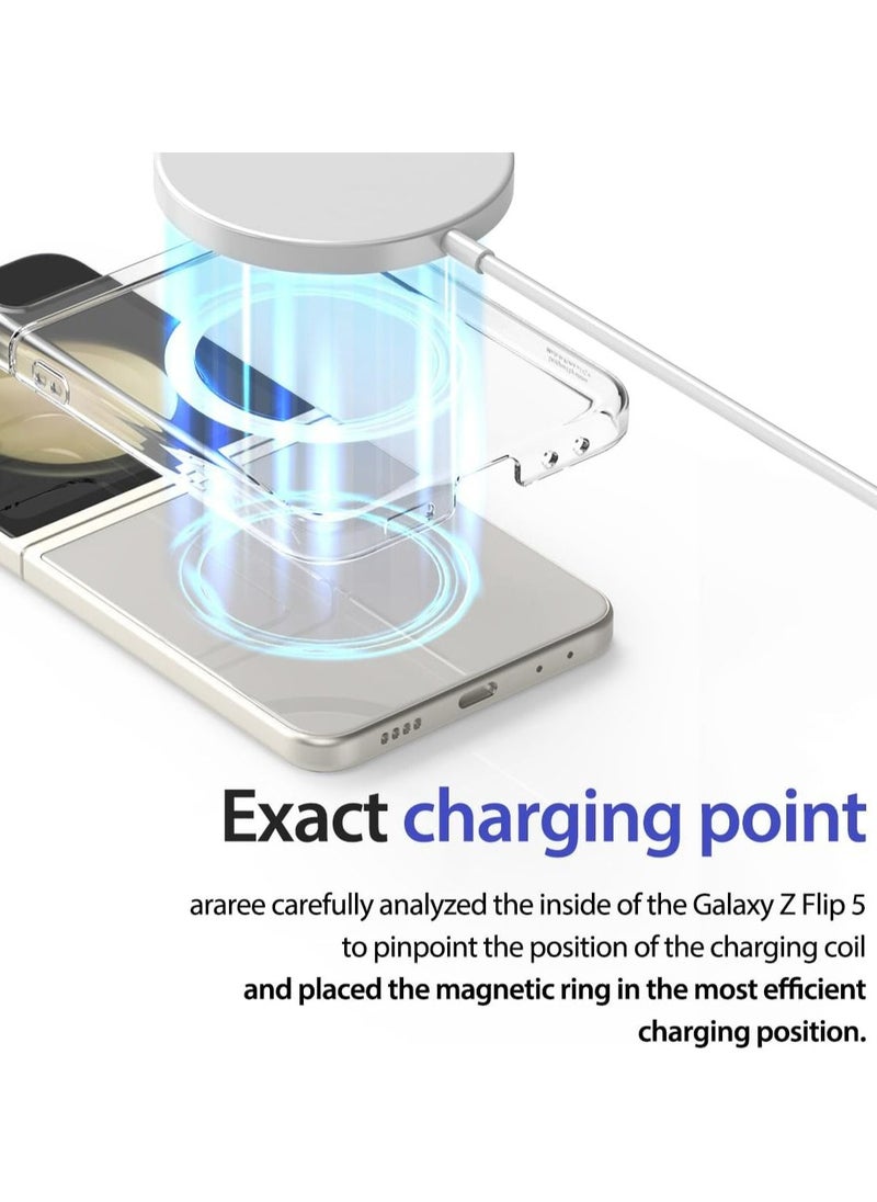 araree - Araree Nukin M Samsung Galaxy Z Flip 5 Magsafe Case, Compatible with Magsafe Wireless Charger Transparent Slim Cover Scratchproof Hard PC Phone Case Designed for Samsung Galaxy Z Flip 5 5G - Clear - Image 1