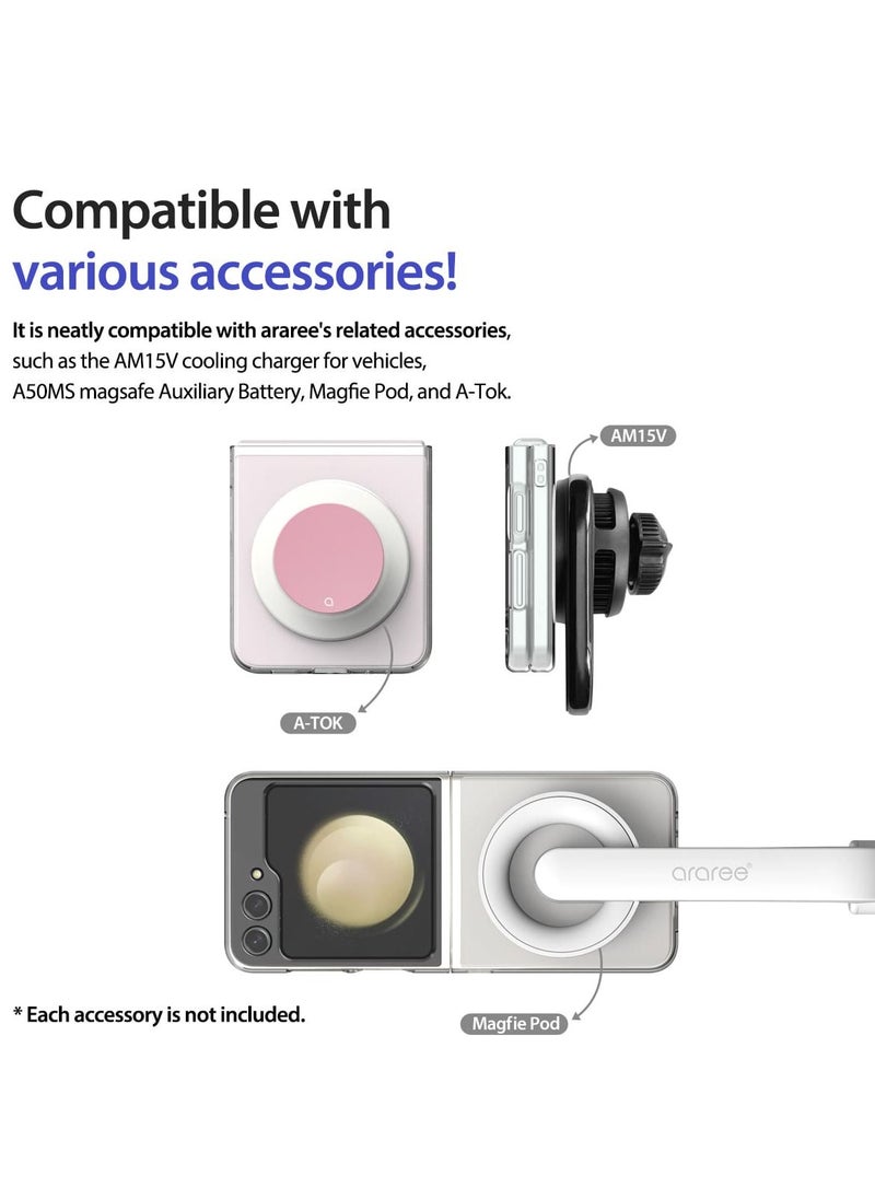 araree - Araree Nukin M Samsung Galaxy Z Flip 5 Magsafe Case, Compatible with Magsafe Wireless Charger Transparent Slim Cover Scratchproof Hard PC Phone Case Designed for Samsung Galaxy Z Flip 5 5G - Clear - Image 1