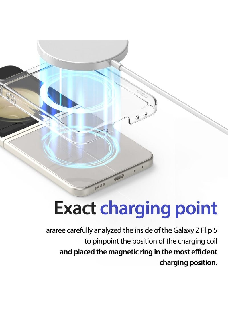 araree - Araree Nukin M Samsung Galaxy Z Flip 5 Magsafe Case, Compatible with Magsafe Wireless Charger Transparent Slim Cover Scratchproof Hard PC Phone Case Designed for Samsung Galaxy Z Flip 5 5G - Clear - Image 1