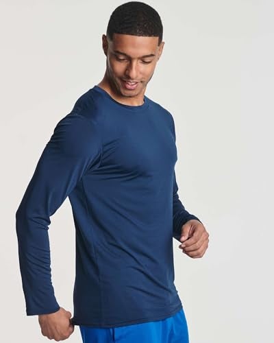 REALESSENTIALS Real Essentials 4 Pack: Mens Long Sleeve Dry Fit T Shirts Hiking Fishing Workout Gym Work Sun UPF 50 Wicking Running Tee, Set 7, X-Large - Image 4
