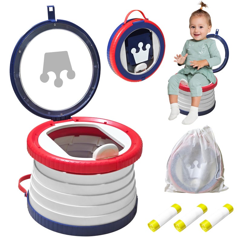 Yszawmx Portable Potty Chair for Toddlers with SplashProof Design Foldable Travel Potty with Bag 30 Refills Kids Toilet for Car Camping Indoor Easy Clean Baby Potty Training SeatRedblue - Image 2