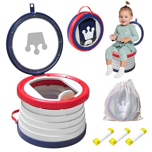 Yszawmx Portable Potty Chair for Toddlers with SplashProof Design Foldable Travel Potty with Bag 30 Refills Kids Toilet for Car Camping Indoor Easy Clean Baby Potty Training SeatRedblue - Image 1