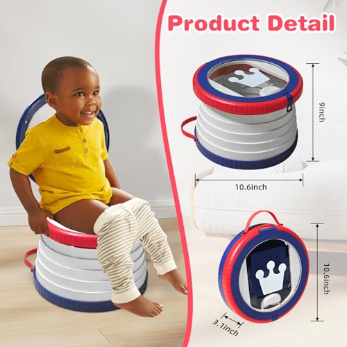 Yszawmx Portable Potty Chair for Toddlers with SplashProof Design Foldable Travel Potty with Bag 30 Refills Kids Toilet for Car Camping Indoor Easy Clean Baby Potty Training SeatRedblue - Image 3