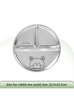 1 x 5 pcs Stainless Steel Portion Control Cartoon Kids Plate Fan Fan rabbit dinner plate [1 pack]]